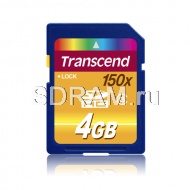 Карта памяти 4GB Secure Digital Card, High Capacity (SDHC) Class 6, 150Х, Transcend