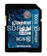 Карта памяти 8GB Secure Digital Card, High Capacity (SDHC) G2 Ultimate 100X, Class 10, Kingston