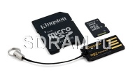 Карта памяти 32GB microSD/TransFlash Class 4 (with SD adapter + USB reader) Kingston