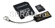 Карта памяти 8GB microSD/TransFlash Class 10 (with SD adapter + USB reader) Kingston