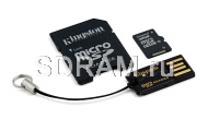 Карта памяти 32GB microSD/TransFlash Class 10 (with SD adapter + USB reader) Kingston